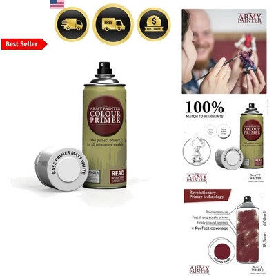 Acrylic Spray Primer Matt White 400ml 13oz Metal Plastic Interior Exterior - Image 1 of 4