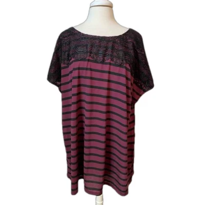 Nuevo con etiquetas Para mujeres 3X Prendas para el torso Boho a Rayas Púrpura Caña Dolman Manga Gorra Foto 1 de 4