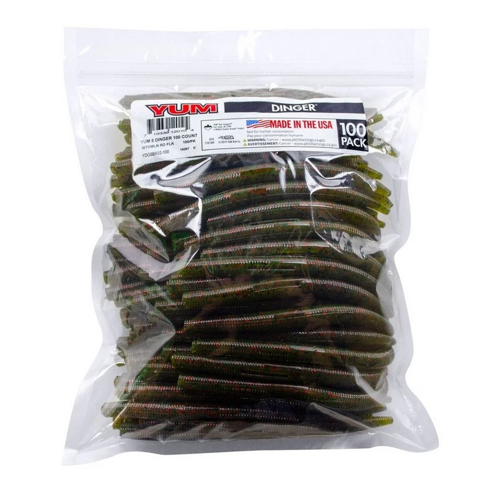 Yum YDG5BK08-100 Dinger Bulk 100 Ct. Green Pumpkin 5"