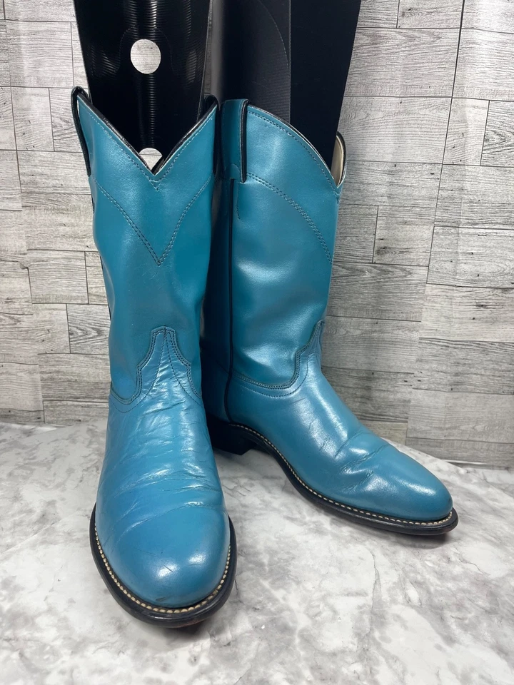 Botas Laredo Western Mujer 9M Roper Zapatos Cuero Azul Vaquero Boho Festival Foto 1 de 4