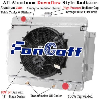 4 Row Radiator&Shroud Fan for 69-1970 Chevy Bel Air Impala Caprice 4.1L-7.4L,HOT Foto 1 de 4