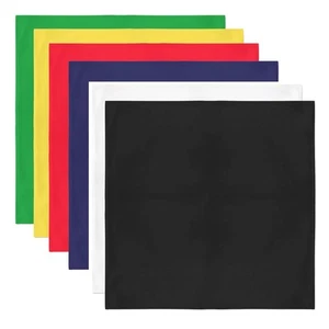 5 Extra Large Cotton Plain Bandanas 27 x 27 Inches - Party and Decoration - - Picture 1 of 16