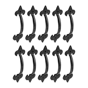 Door or Drawer Pull Black Wrought Iron Fleur de Lis 6 1/2'' Renovators Supply - Picture 1 of 7