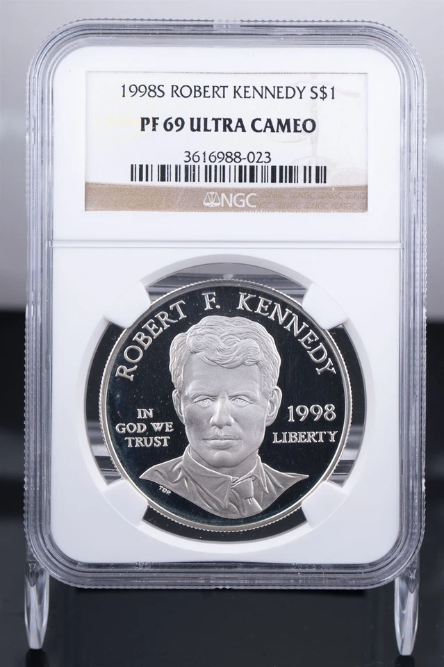 Certified 1998-S Silver $1 NGC PF69 Ultra Cameo Robert F. Kennedy  - Image 1 of 4