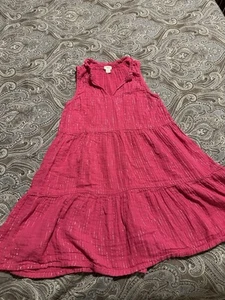 Crewcuts Girls' tiered Pink metallic-stripe beach dress XL (12-14) - Picture 1 of 6