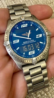 ✅ Breitling Aerospace Titanium 40mm Amazing Navy Blue Dial Quartz Ref E65062 ✅ - image 1 of 4