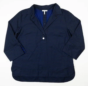 Blusa para mujer Hinson Wu Aileen con cuello azul medio negra camisa con botones traseros - Imagen 1 de 12