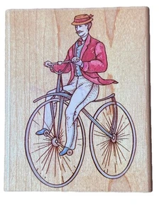 Victorian Bicycle Cynthia Hart Designs 1900s Transportation Wood Rubber Stamp - Picture 1 of 4