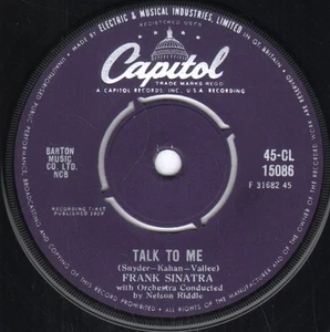 Frank Sinatra Talk To Me 7" vinyl UK Capitol 1959 four prong label design - Picture 1 of 2