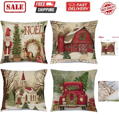 Christmas Decorations Christmas Pillow Covers 18 x 18 Inches Set of 4 - Xmas ... - Image 1 of 4