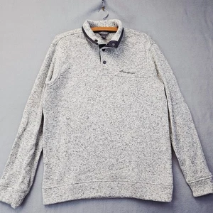 Pullover Eddie Bauer Henley Para Hombres M Gris Claro Suave Polar Cierre a Presión Estilo 0242 - Imagen 1 de 13