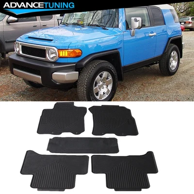 Fit 07-14 Toyota FJ Cruiser Heavy Duty Sedan Black Latex Front&Rear Floor Mats — 第 1/4 张图片