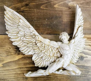 Historical Greek Mythological Icarus male wall angel Sculpture 11in home decor - Picture 1 of 4