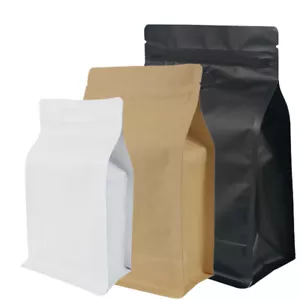 Flat Bottom Coffee Packaging Bag With One Way Degassing Valve And Ziplock - Picture 1 of 25