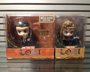 Marvel Studios Cosbaby LOKI w Metal TVA Badge 874 RARE & Sylvie 876 by Hot Toys - Picture 1 of 2