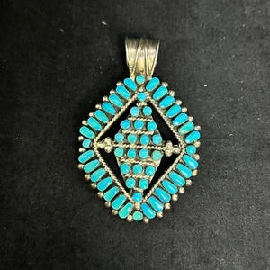 Zuni Turquoise Clusterwork and Snake Eye Pendant by Jennie Eustace (3704) - Picture 1 of 7