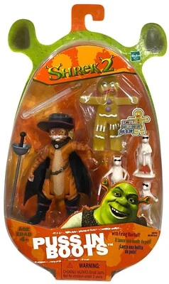 史莱克 2 Puss In Boots 带射击发球和三个盲鼠玩偶和姜饼人 — 第 1/3 张图片