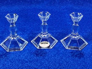 Vintage Kristall Kerzenständer/ Halter von Michael C Fina 3er Set - Bild 1 von 5