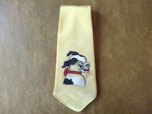 Corbata de vestir amarilla pintada a mano Seattle Washington de 1930 para hombre con cara de perro feliz - Imagen 1 de 6