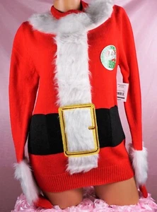 Neu mit Etikett hässlicher Weihnachtspullover roter Weihnachtsmannanzug Flaschenhalter Unisex Herren Gr. S 34/36 - Bild 1 von 5