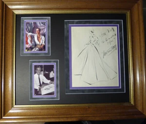 JACQUES FATH FAMED FRENCH DESIGNER RARE HAND DRAWN & SIGNED DESIGN SKETCH COA - Picture 1 of 9