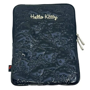Loungefly Hello Kitty iPad Tablet Case Zippered Pouch Black Embossed Vinyl - Picture 1 of 4