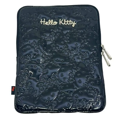 Loungefly Hello Kitty iPad Tablet Case Zippered Pouch Black Embossed Vinyl - Image 1 of 4