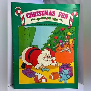 Christmas Fun Coloring & Activity Book Vintage Unused 90s Landoll's 14" x 11" - Imagen 1 de 11