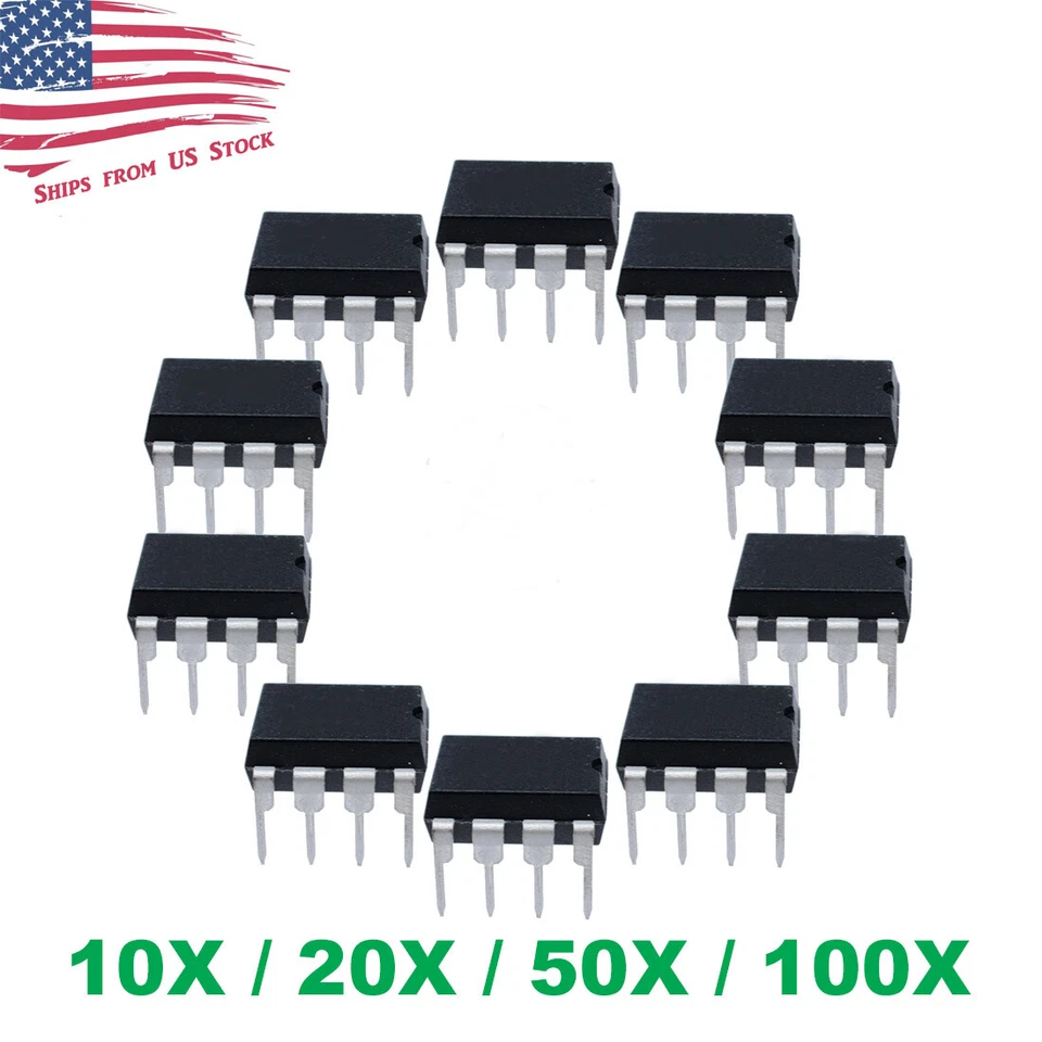NE555P NE555 DIP-8 High Precision Oscillator Timer IC TI 555 10/20/50/100 Pcs US - Image 1 of 4