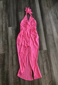 CY USA Hot Pink Sexy Island Neckholder Kleid Small Neu V-Ausschnitt Strand Urlaub - Bild 1 von 4