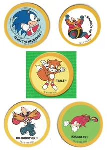 Lot of 5 Sonic The Hedgehog Pogs from Sega 1995 Knuckles, Dr. Robotnik, Tails - Picture 1 of 11