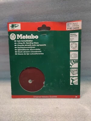 5 hojas abrasivas adhesivas Metabo 150 mm, granulado: P 180, 6 agujeros, serie. Foto 1 de 4