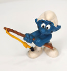 Vintage 1970s SCHLEICH Smurfs Peyo Angler Smurf with Fishing Pole Mini Figure