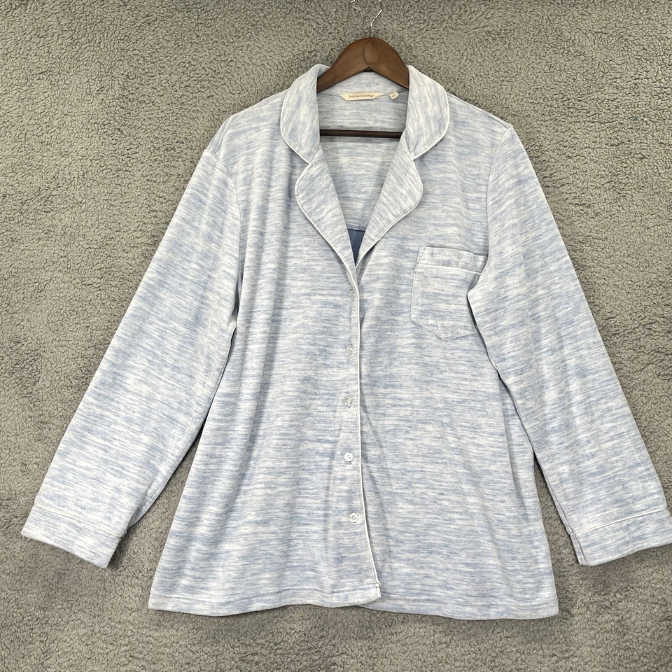 Top de pijama Soft Surroundings con botones delanteros para mujer XL azul manga larga bolsillo W40 Foto 1 de 4
