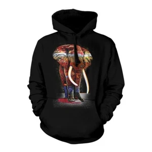 Felpa con cappuccio uomo/donna 'Painted Elephant' nuova - Foto 1 di 1