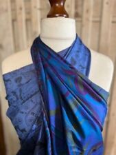 Pure silk royal/navy blue printed sarong/pario by Pashmina Love