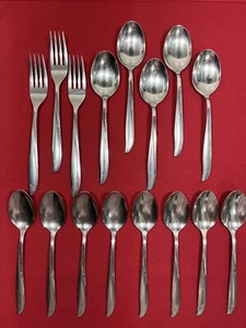 Vintage MCM Menge 16 Oneida Community Edelstahl ZWEI STERNE Besteck Gabeln Löffel - Bild 1 von 12