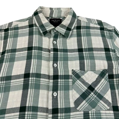Rag & Bone Fit 3 Medium Checks / Plaided Green Button Down Long Sleeve Flannel - Image 1 of 4