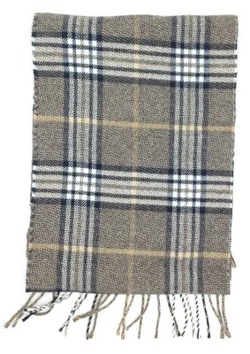 $65 John Ashford Unisex Men'S White Brown Plaid Warm Winter Acrylic Scarf - Image 1 of 2