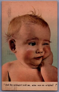 50er Jahre süße Baby Neuheit Quietscher Postkarte H1 - Bild 1 von 2