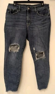 Judy Blue Jeans Women's 16W Skinny Fit Blue Stretch Denim Distressed Raw Hem - Picture 1 of 5