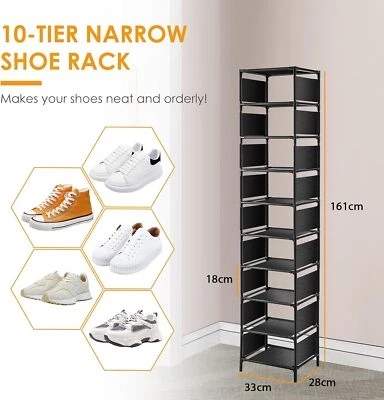 10 Tier Shoe Rack Storage Stand Shelf Cabinet Home Organiser Footwear Unit - Image 1 of 4
