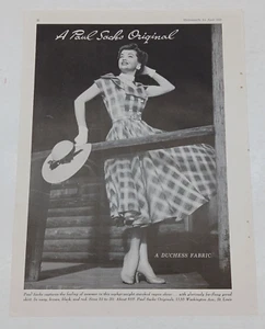 Anuncio impreso publicitario de moda original 1952 de Paul Sachs - Imagen 1 de 2