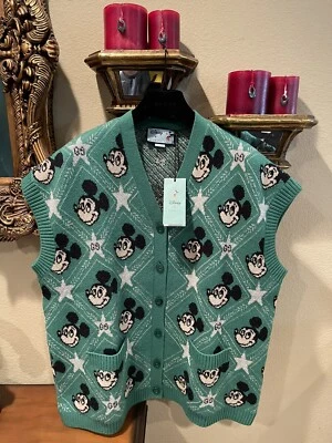 100% Authentic GUCCI x Disney Micky Mouse Green Jacquard Cardigan Vest Size: M - Image 1 of 4