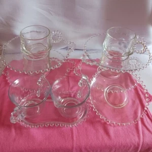 Hazel Atlas set set of 12 pcs cups and plates pattern candlewick - Picture 1 of 16