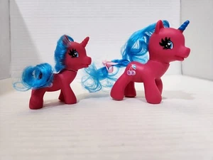 Gigo 1981 Pink Cherry Toy Blue Glitter Hair Pony X2 Vintage - Bild 1 von 1