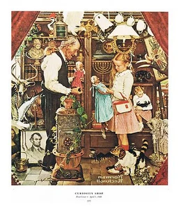 Norman Rockwell print "CURIOSITY SHOP" 11x15" April Fools' Day Hidden Objects - Picture 1 of 1