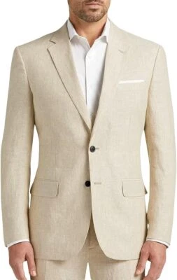 Traje de lino de 2 piezas para hombre verano padrinos de boda esmoquin blazer + pantalones 42r 44r 46r Foto 1 de 4