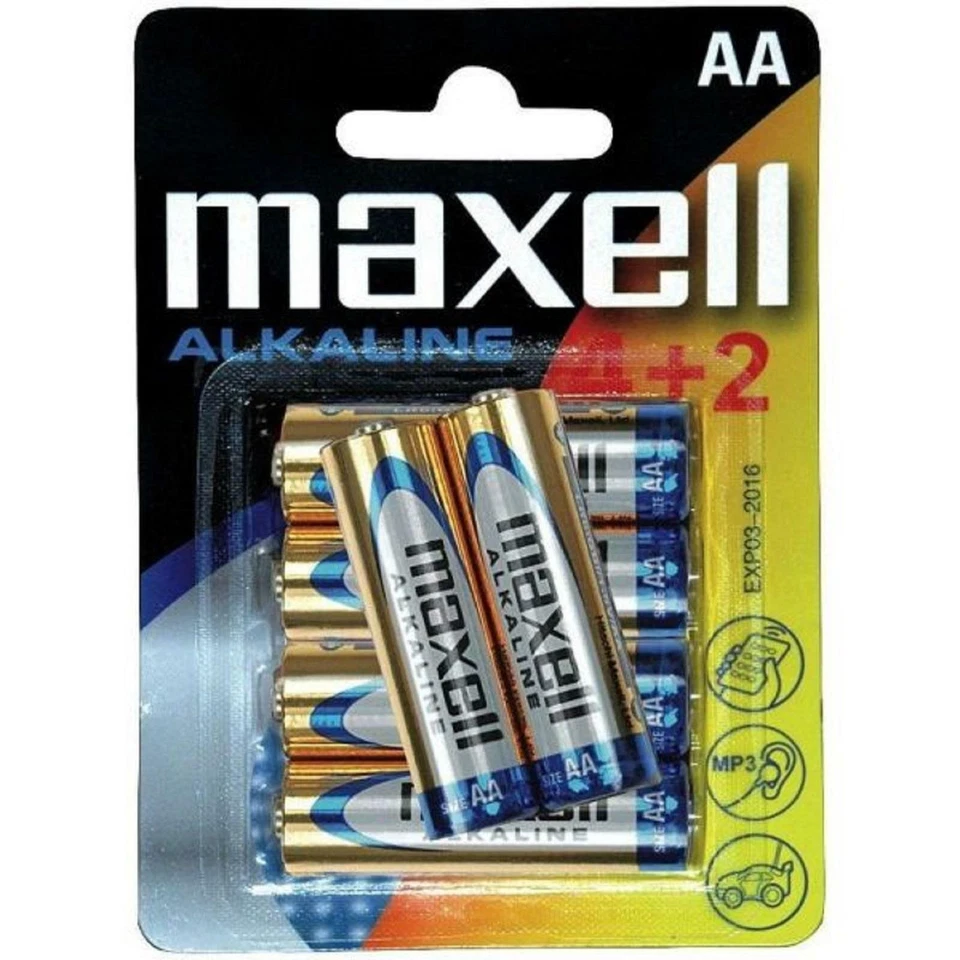 Pilas Maxell bateria original Alcalina Tipo AA LR6 en blister 6X Unidades