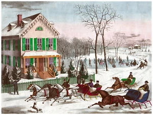 Póster victoriano de decoración. Diseño de arte gráfico fino. Ciudad de invierno. Diseño de arte en el hogar.1028 - Imagen 1 de 1